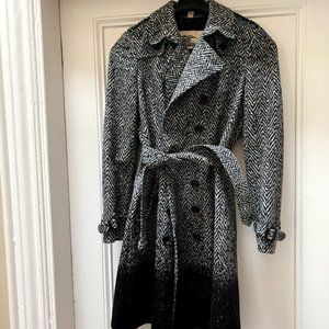 Burberry Double Breasted Tweed Wool Trench Size 8